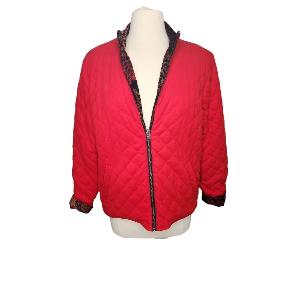Vintage Chico's Celastrus Reversible Jacket Chico Size 1 Red Black - Picture 3 of 16